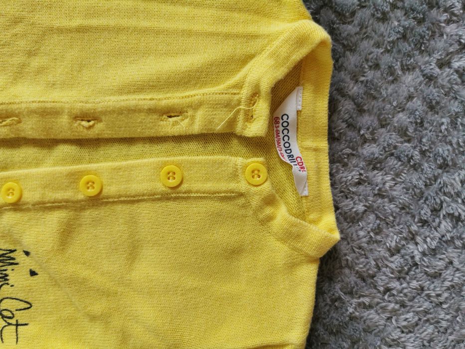Żółty rozpinany sweterek dziewczęcy Cocodrillo r. 68 stan bdb