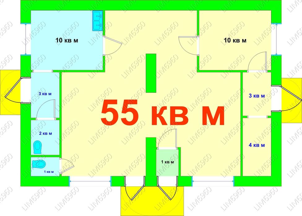 Фасад 90=45+45 м2 торгівлю сервіс 4 вхідні групи Глушка Шевченківський