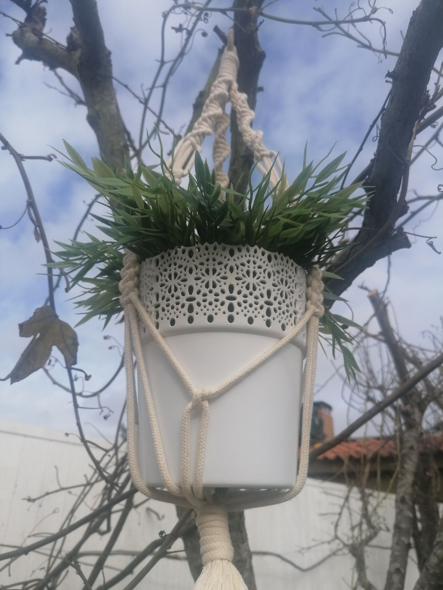 Suporte vasos em macrame