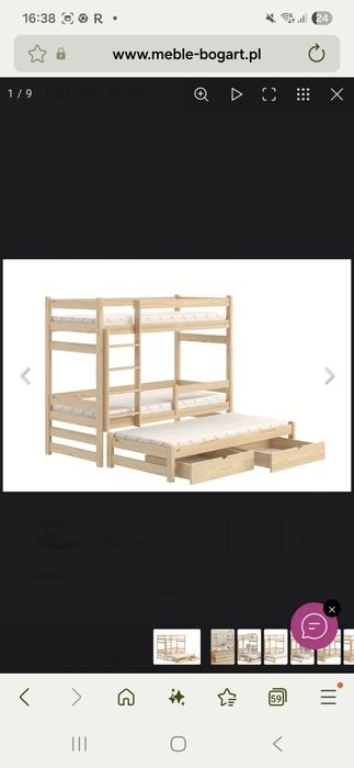 Łóżko 3 os. Piętrowe  Meble Bogart