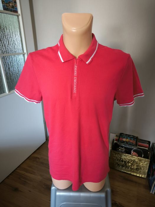 Armani Exchange koszulka polo męska L róż czerwona