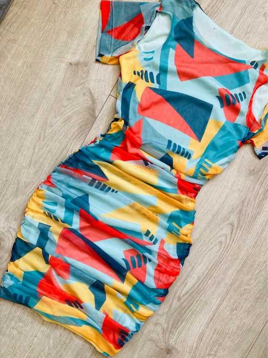 Ei8th Hour 36 38 sukienka marszczona tiulowa mini cudo wzory S M