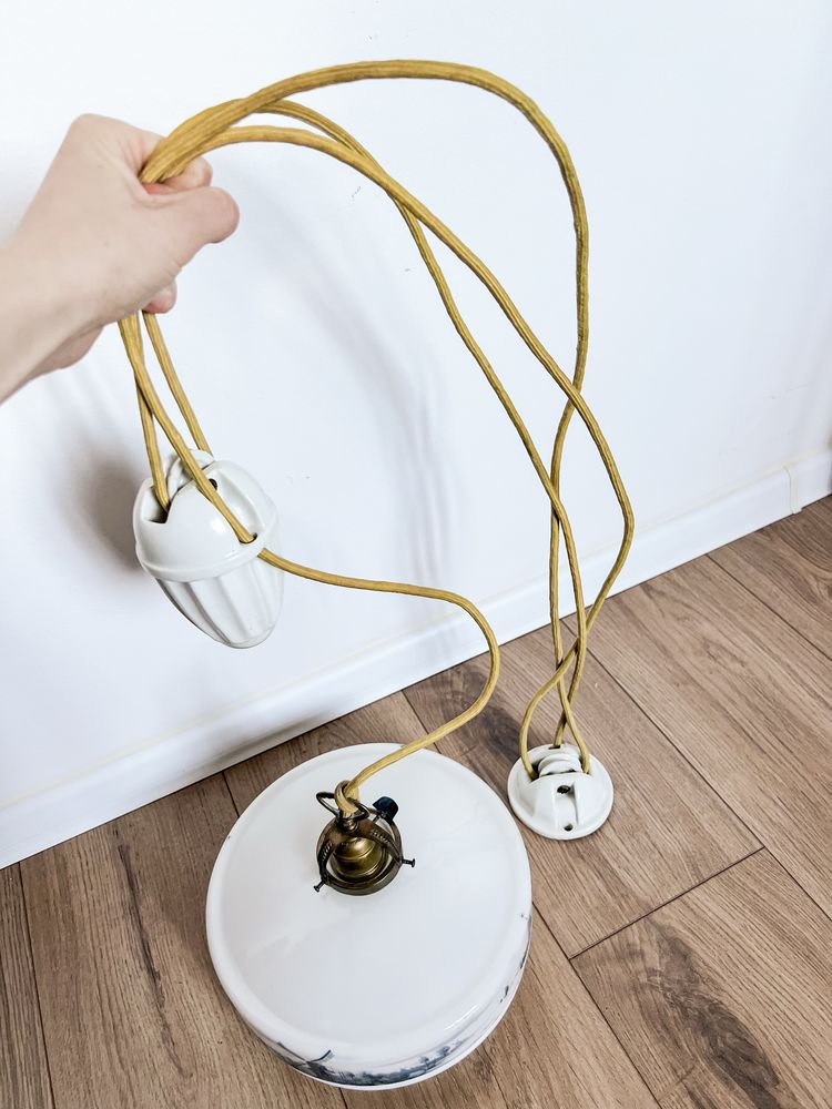 Lampa wisząca ceramiczna z przeciwwagą Holenderska Vintage 1960
