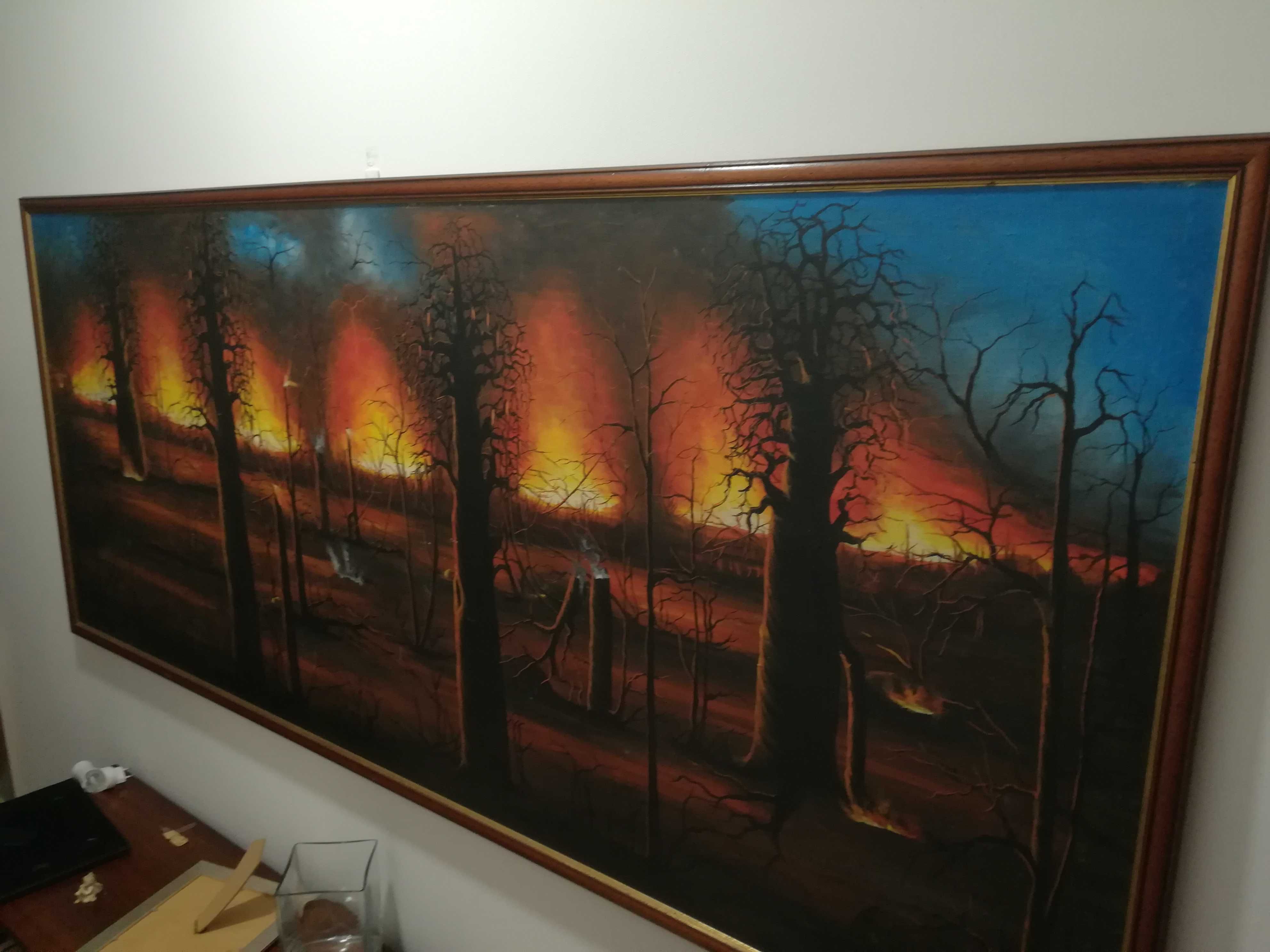 Óleo sobre tela com moldura de grandes dimensões