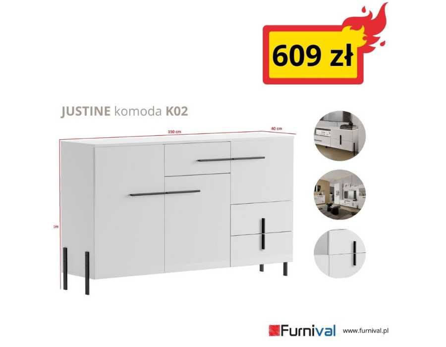 JUSTINE K02 KOMODA 3D3S biały/biały połysk