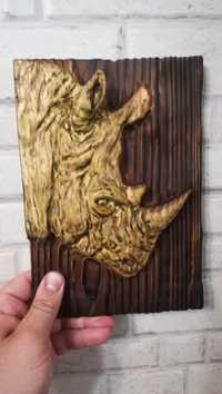 Продам картина-панно "носорог", виріб з дерева.