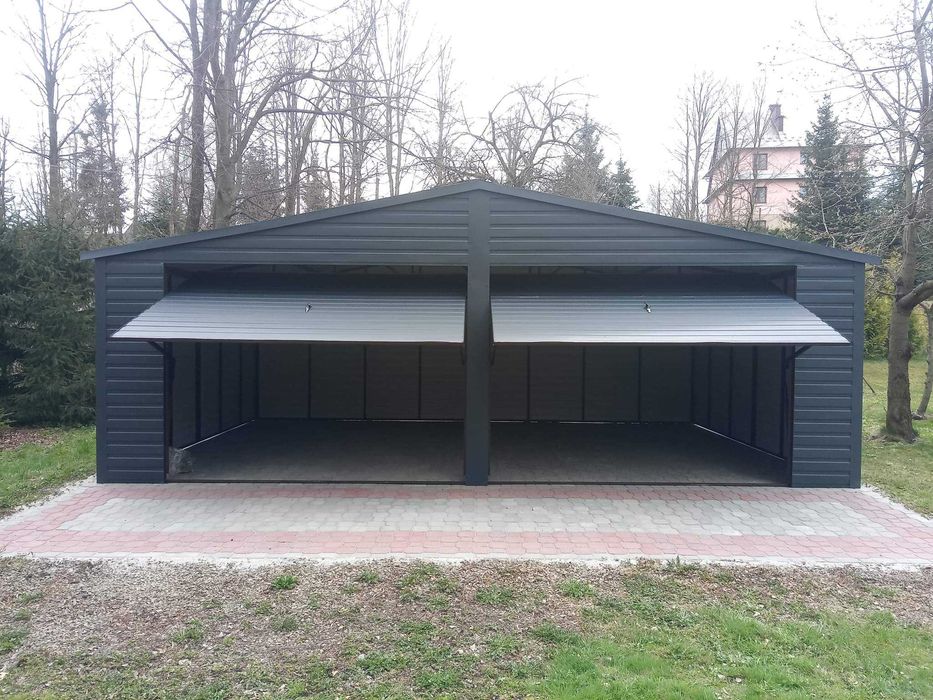Garaż blaszany 7x5 profil ral 7016 grafit filc panel poziomy