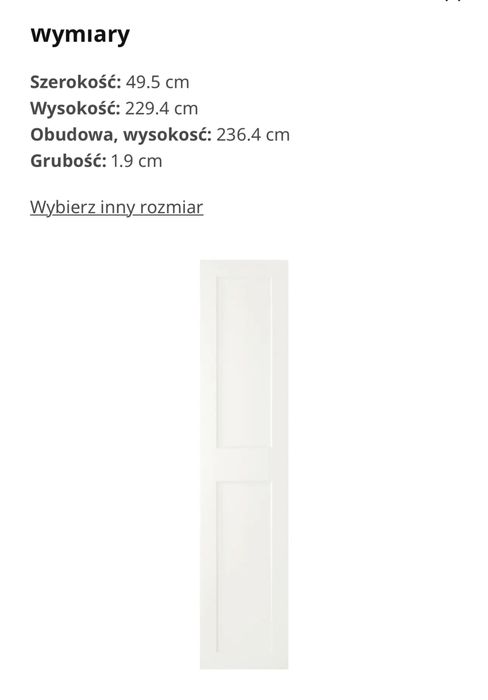 Drzwi do szafy PAX 2 skrzydła  + zestaw zawiasów