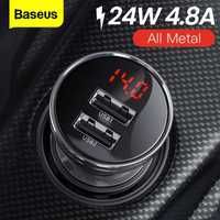 Baseus Авто зарядка 24W 2.4A USB зарядное в авто авто зарядне Алюміній