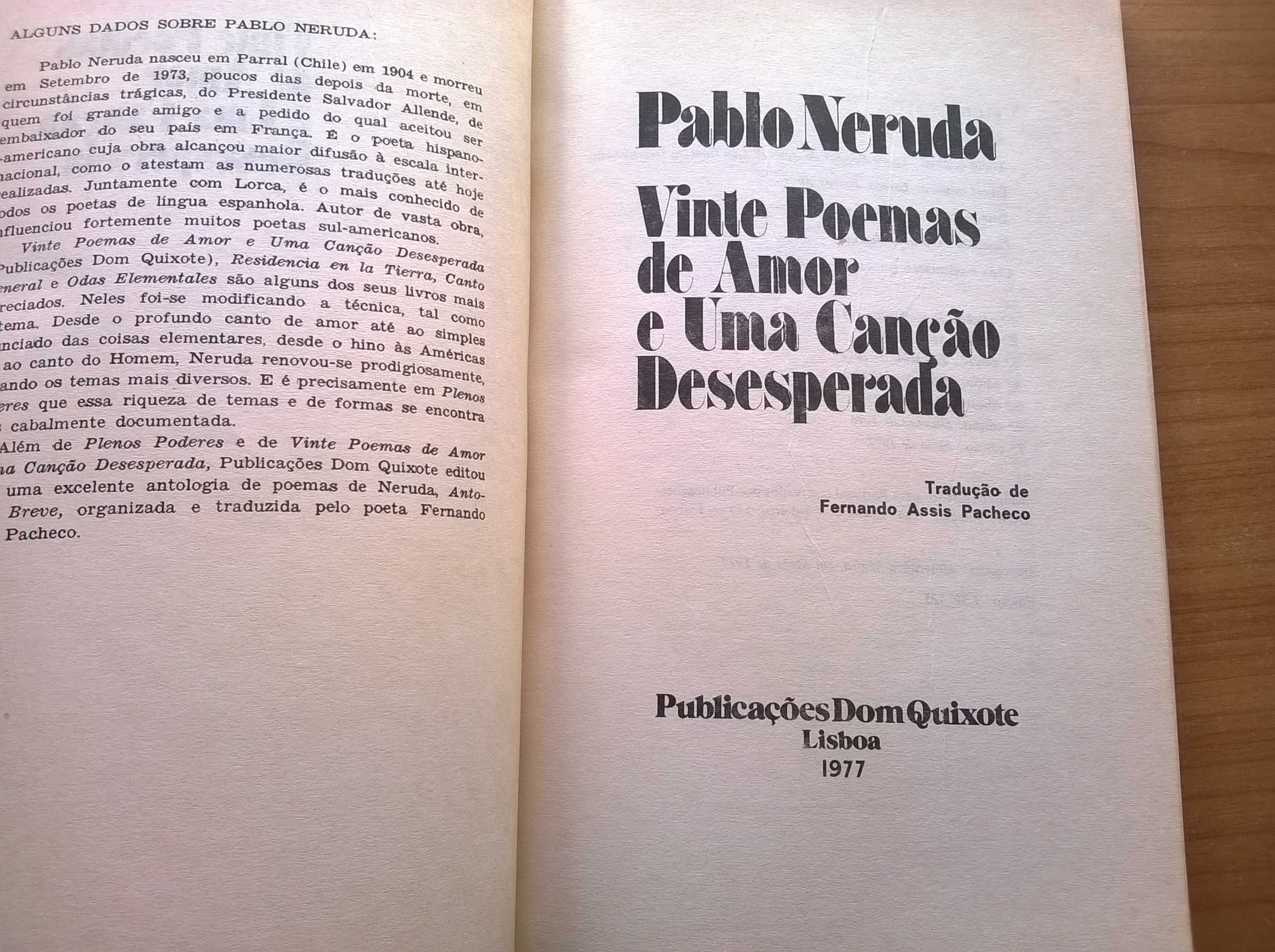 Vinte Poemas de Amor e uma Canção Desesperada - Pablo Neruda