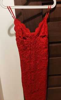 Sukienka mini czerwona koronka NOWA!!