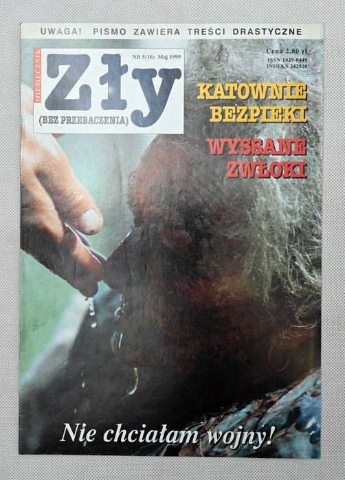 Biały kruk. Miesięcznik "Zły (bez przebaczenia)" lata 90te 4szt.