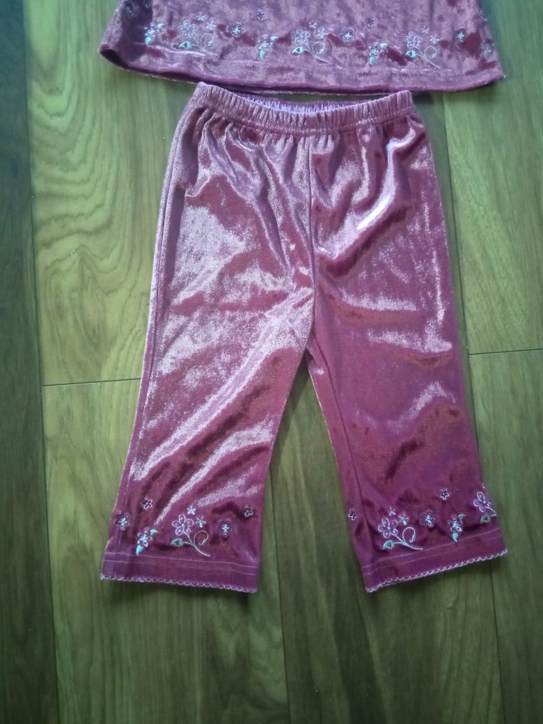 Welurowy komplet 80 KappAhl różowy dres zestaw bluzka spodnie piżama