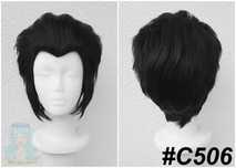 Czarna krótka peruka bez grzywki z pejsami Elvis Wolverine cosplay wig