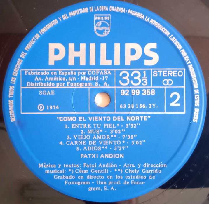 Patxi Andion	- - - - -	Como El Viento Del Norte	- - - - -	LP
