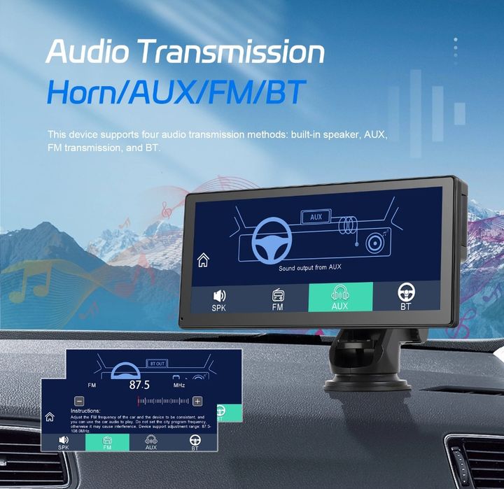 Autoradio portátil 9" CARPLAY Android Auto Cámara DVR rotativa 4K novo