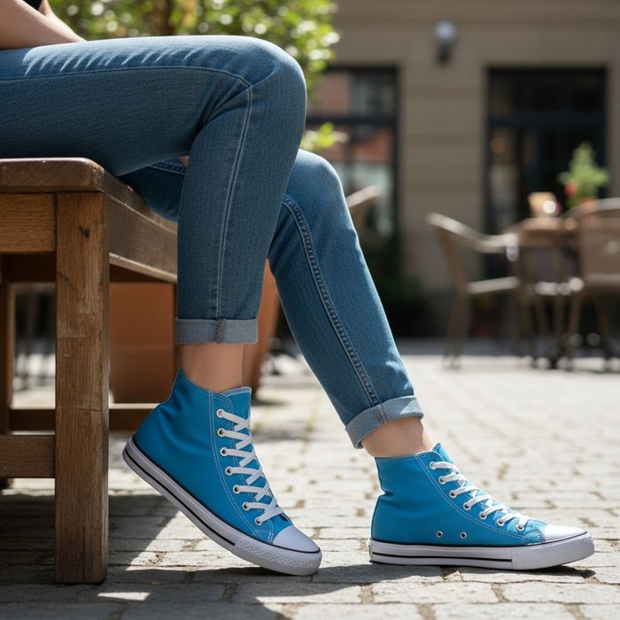 Trampki damskie buty sportowe niebieskie wysokie 6092 rozm. 41