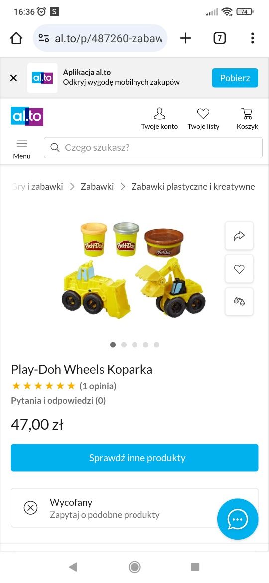 Oryginalny zestaw pojazdów Play Doh - wóz strażacki, koparka