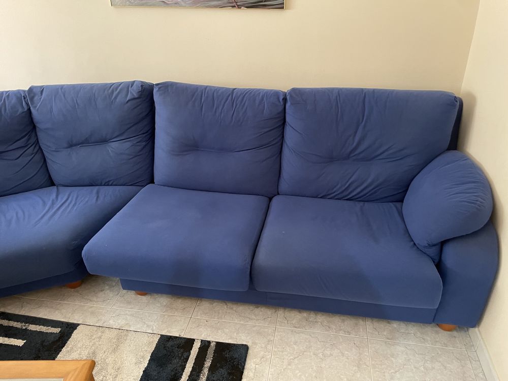 Sofa de Canto em Tecido Azulao