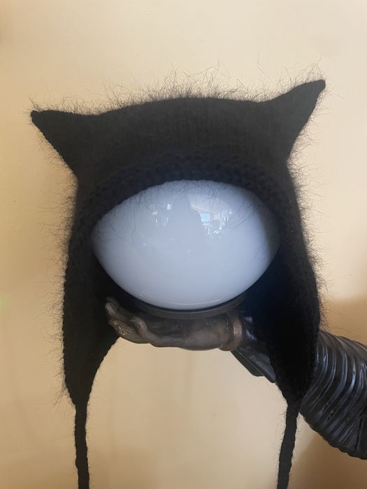 czapka z uszami kota bonetka dla dorosłych handmade puchata kotka