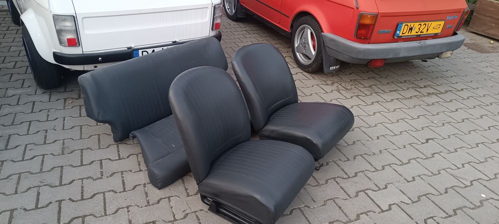 Fiat 126p komplet foteli przód i tył szary skaj bardzo ładne