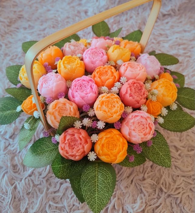 Bukiet kwiatów z mydła.