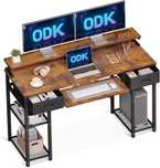 ODK Biurko 120x48cm z szufladami i stojakiem na monitor–brązowe OUTLET