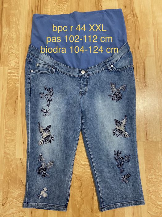 44 XXL Dżinsowe jeans spodnie ciążowe rybaczki niebieskie
