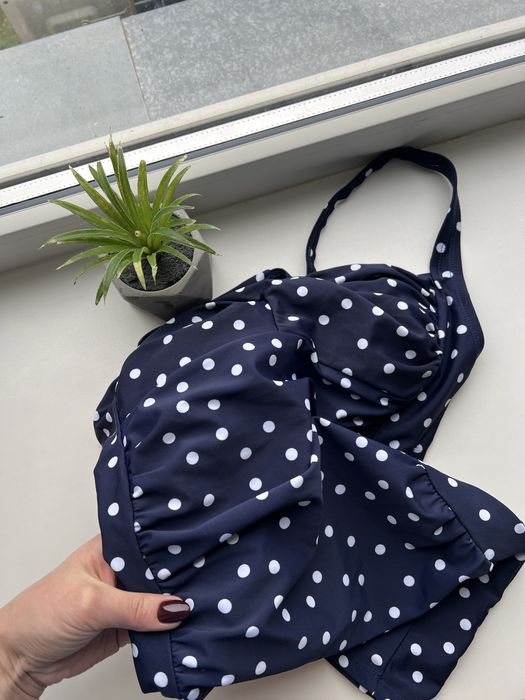 12 розмір суцільний спільний злитний купальник з шортиками у горох