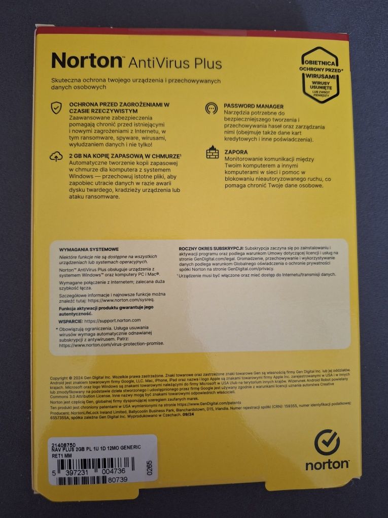 Program antywirusowy NortonLifeLock Antivirus Plus