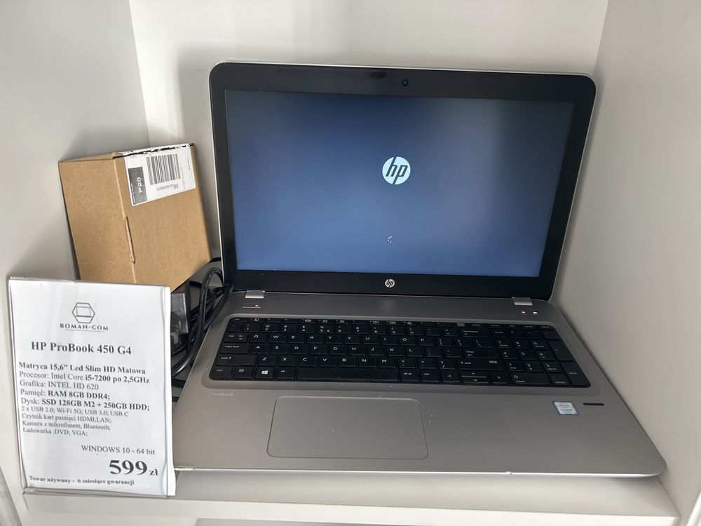 Laptop Poleasingowy HP 450 G4/i5-7200U 2,5GHz/Dyski 378GB/RAM 8GB/15"/