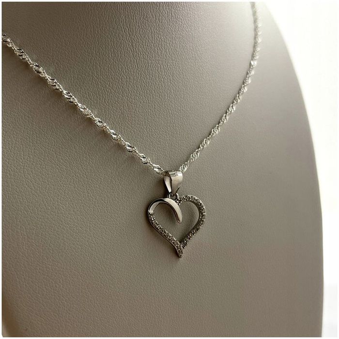 Srebrny Naszyjnik Damski Serce 925 + Róża Wieczna W Szkle Led Na Preze