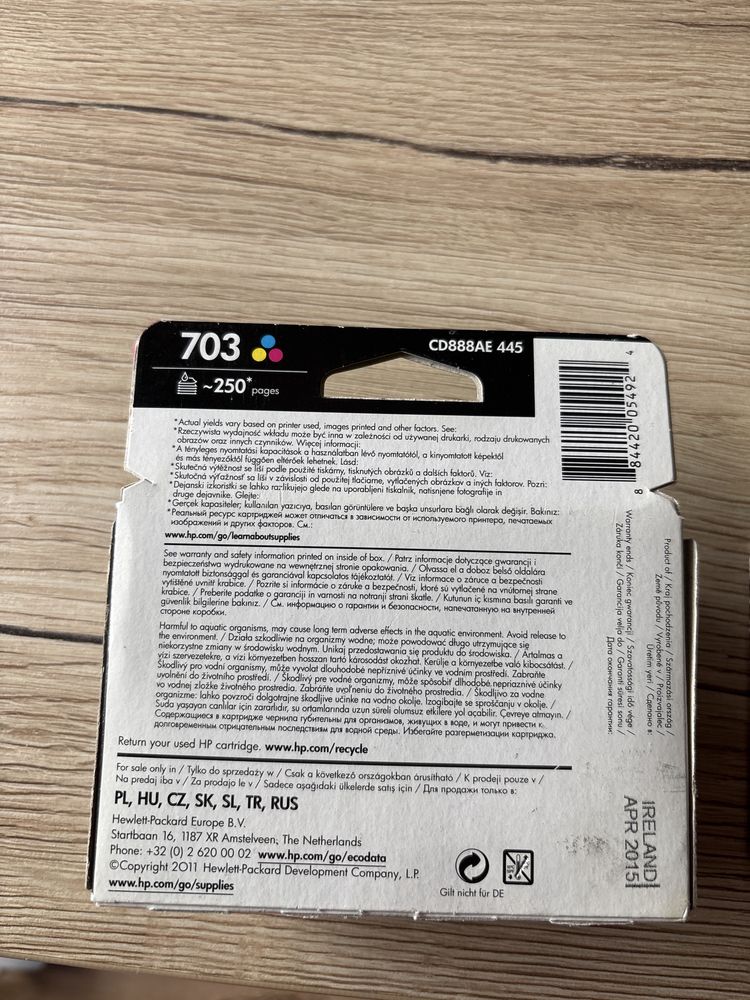 3x Tusz do drukarki HP nr 703 color