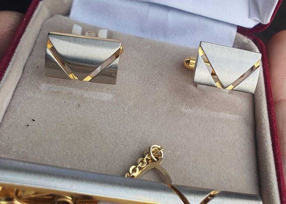 Komplet spinki do mankietu i krawat