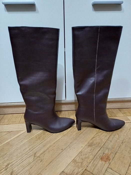 Осінньо-зимові жіночі високі широкі чоботи (сапоги)