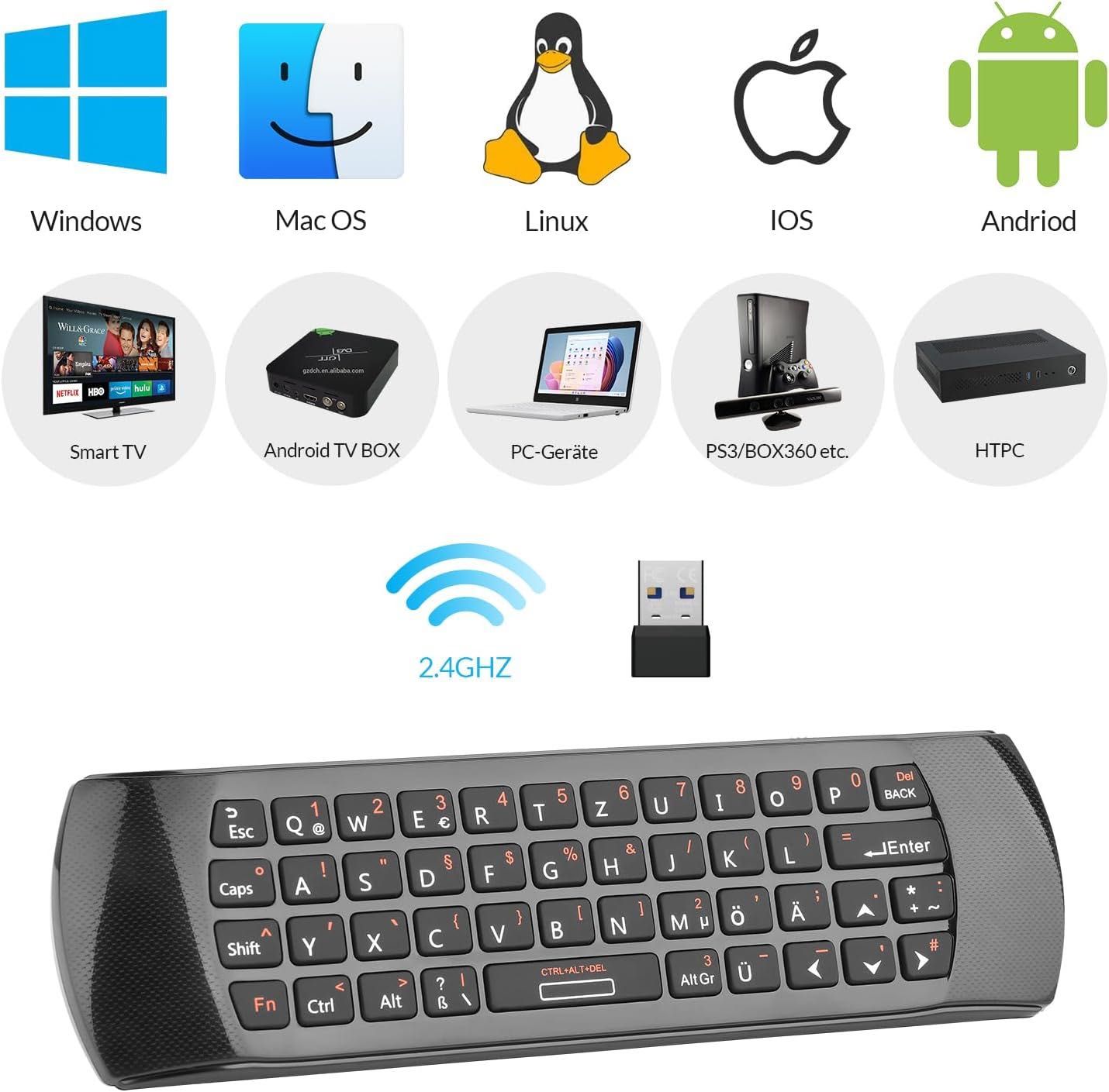 Rii Air Mouse z 6-osiowym żyroskopem, klawiatura