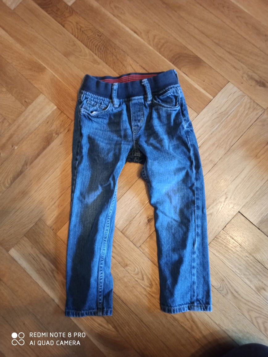 Spodnie jeansy hm 98 slim fit pull on