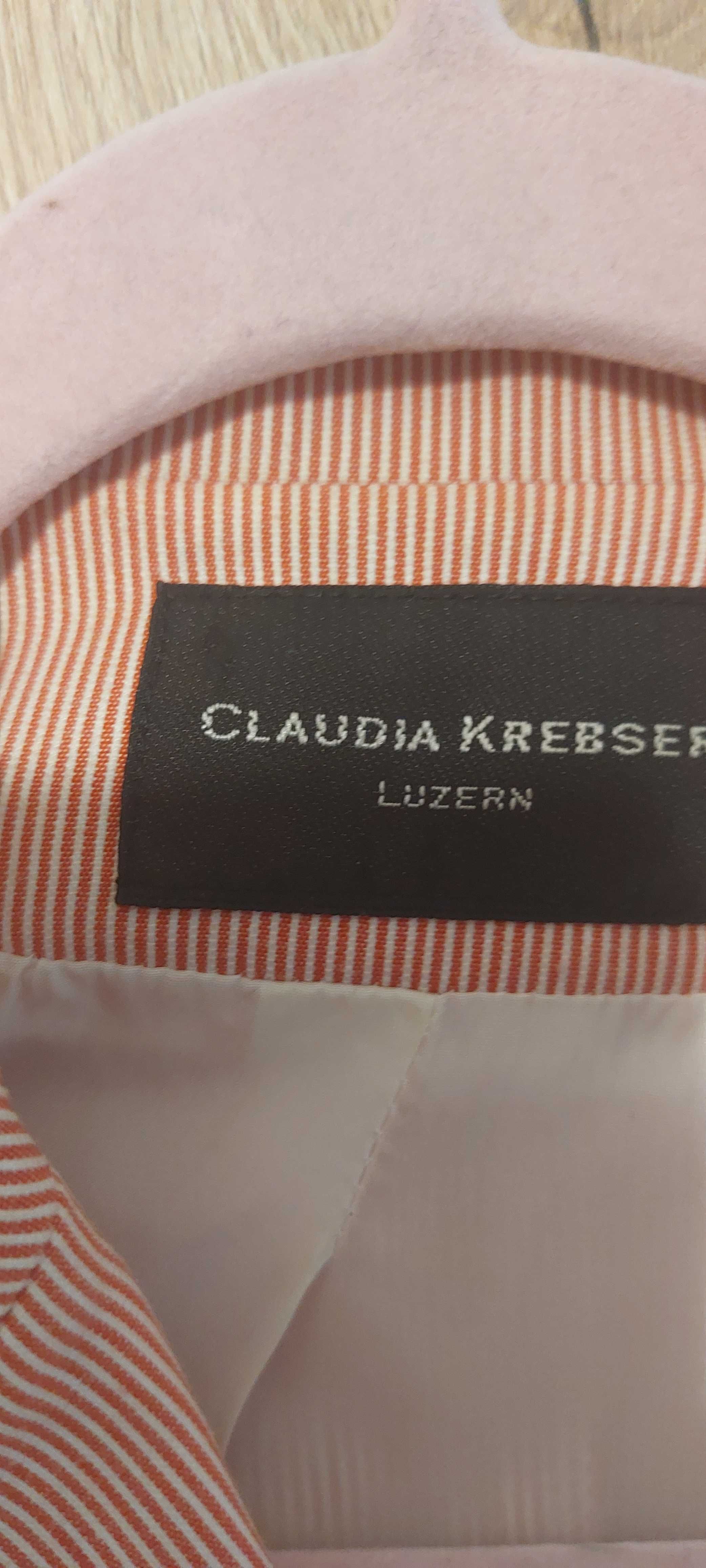 Claudia Kresber designer komplet marynarka paski spódnica bawełna