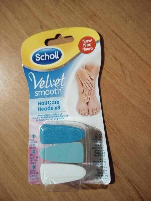 3 nasadki z pilniczkami Scholl Velvet Smooth Nail Care Heads - Zestaw
