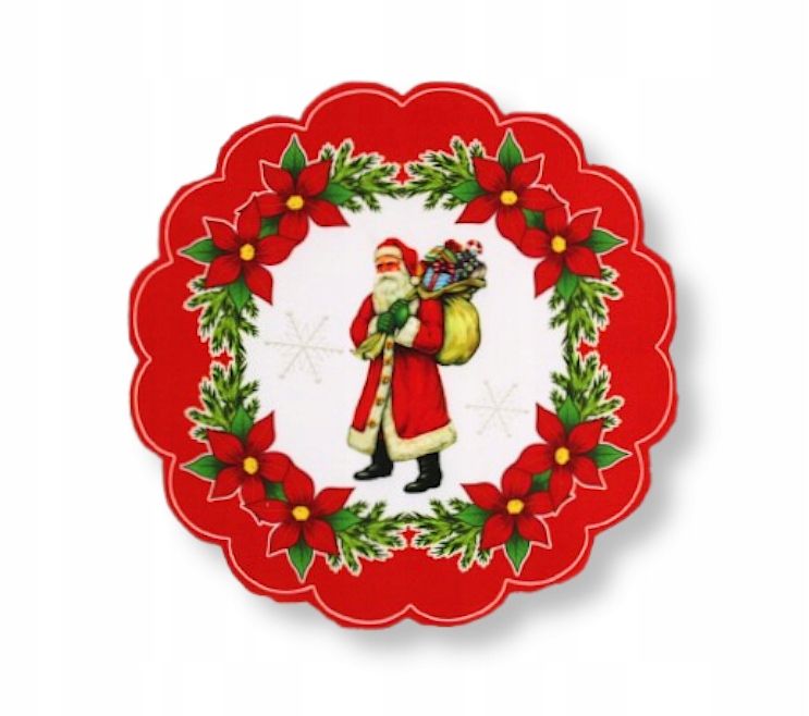 Serwetka Okrągła Fi 30 Cm Świąteczna Bożonarodzeniowa Haftowana