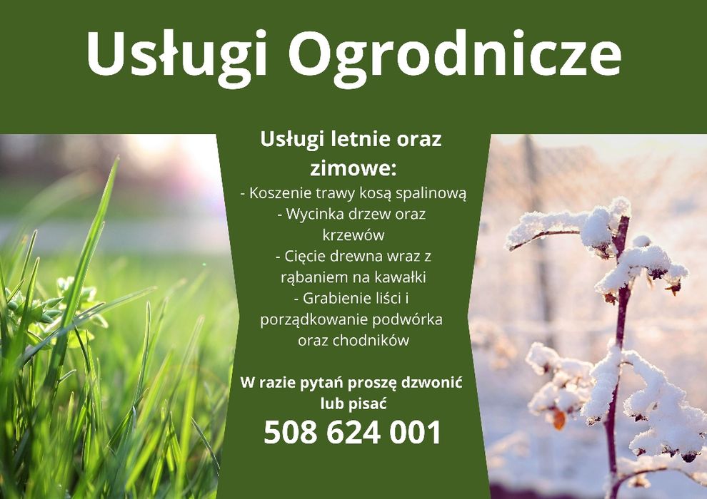 Koszenie traw, Wycinka drzew i krzewów, Sprzątanie podwórka