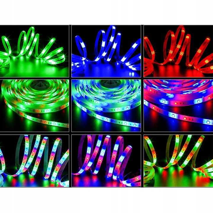 Taśma led samoprzylepna 5m kolorowa + biały zimny na pilota p