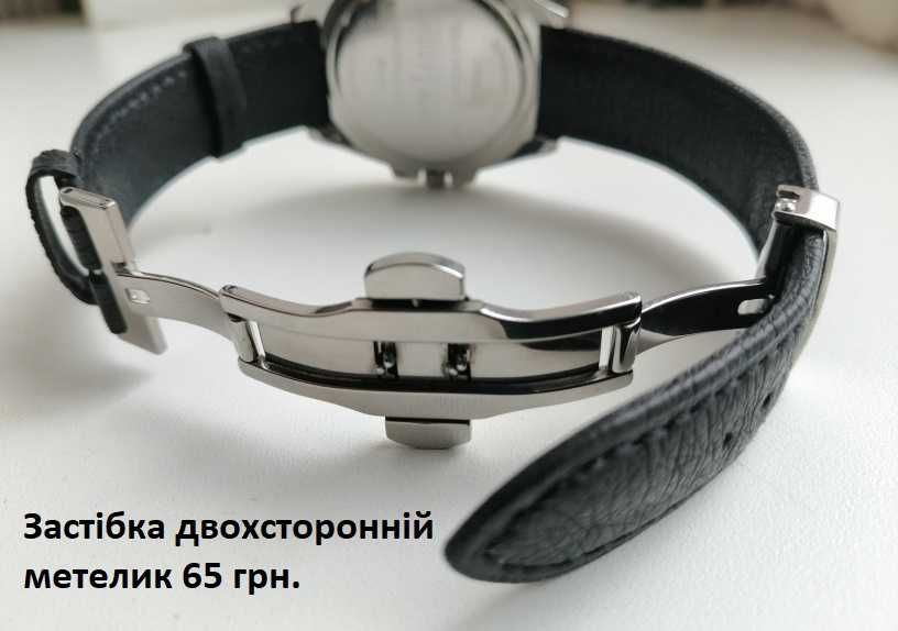 Натуральна шкіра Ремінці Металеві браслети 16 18 20 22 мм Чорний Синій