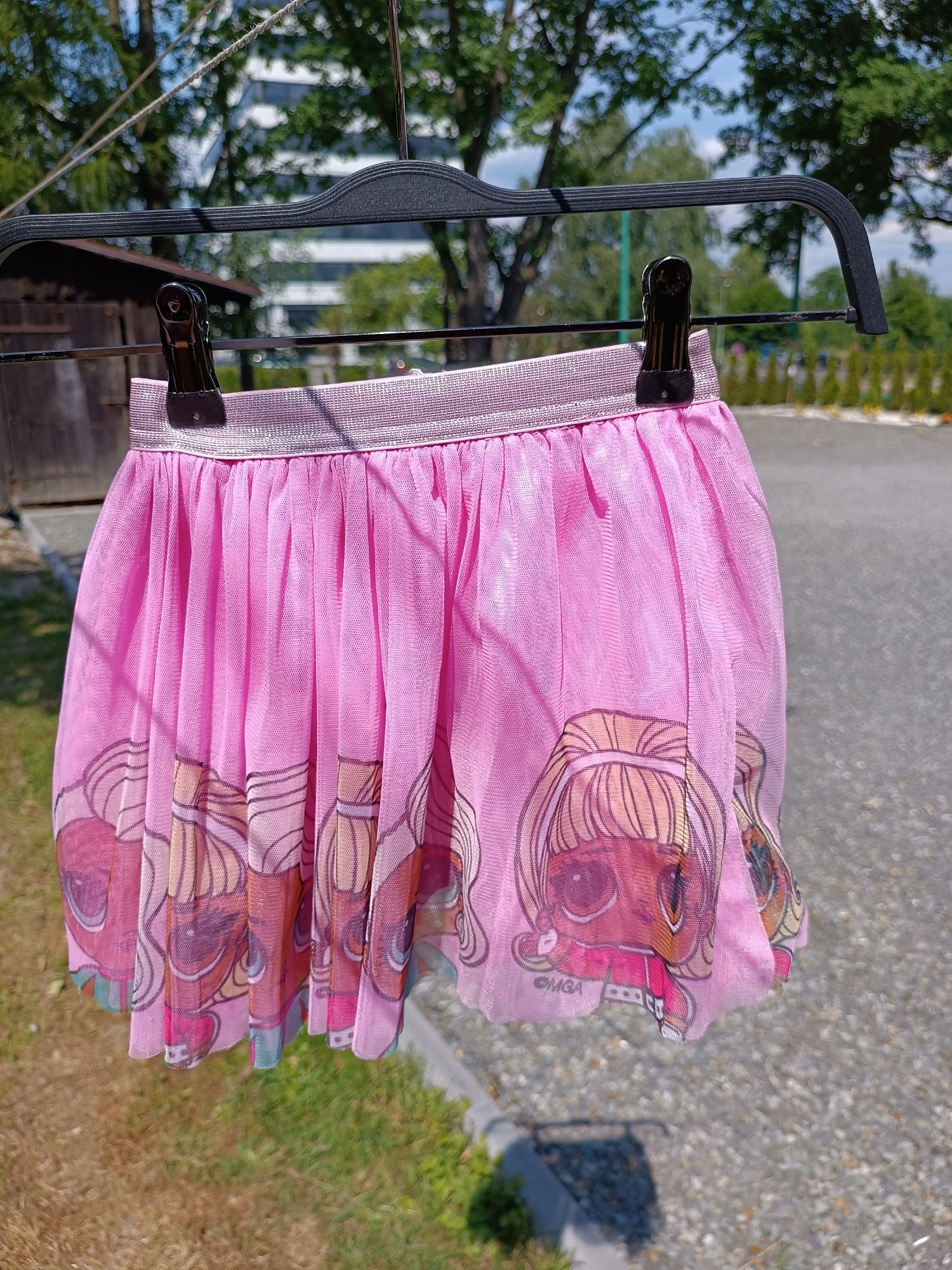Stan bdb,Śliczna, różowa ,tiulowa spódniczka lol,, stan bdb 104 cm