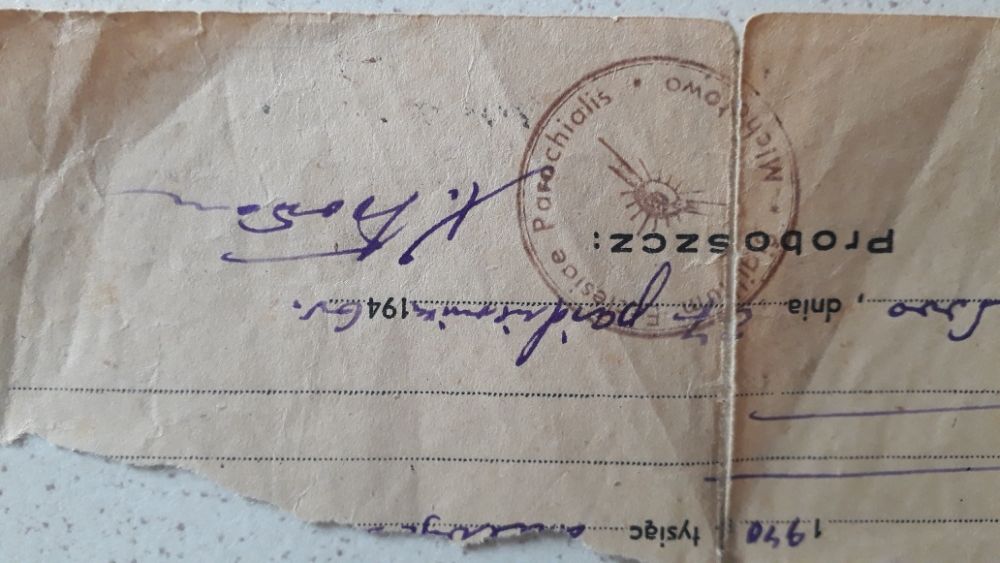 Fragment starego dokumentu z 1946