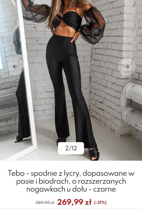 Spidnie dzwony z lajcry lajcra wysoki stan legginsy