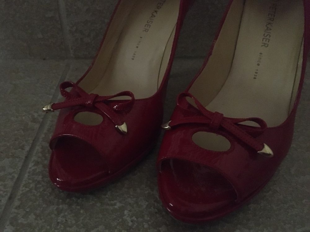 buty szpilki czółenka skórzane 42 czerwone