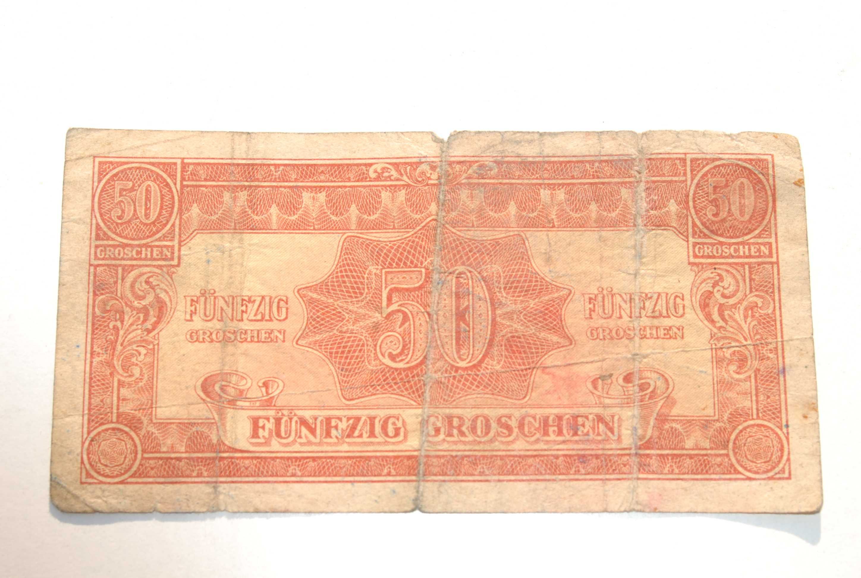 Stary banknot Austria okupacja 50 Groschen 1944