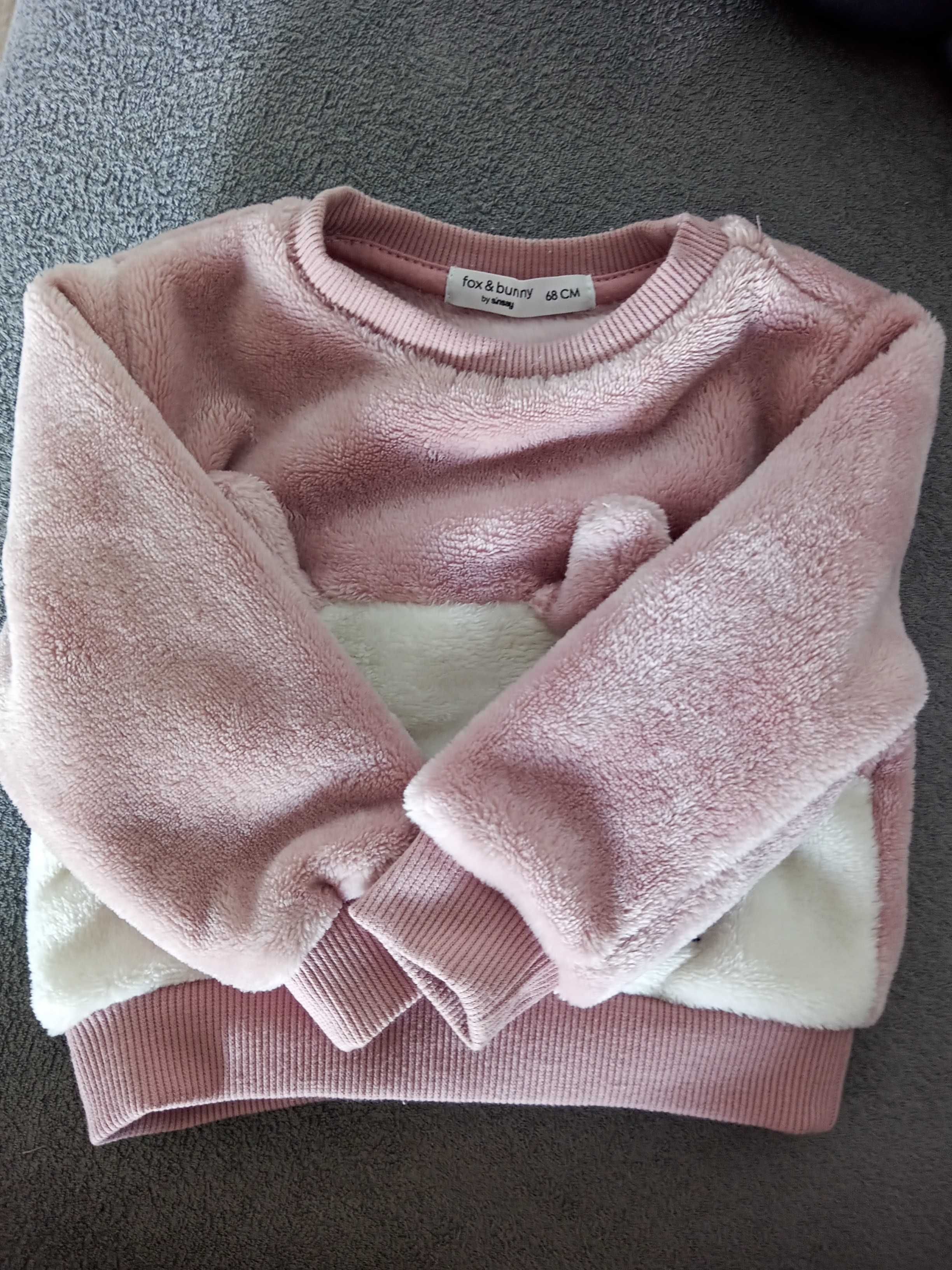 Sweterek z kotkiem, pudrowy róż, sweter dla malucha, rozmiar 68