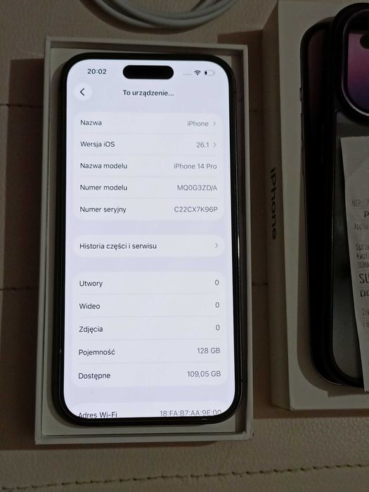 iPhone 14 pro - bdb stan - deep purple - dowód zakupu, case i pudełko